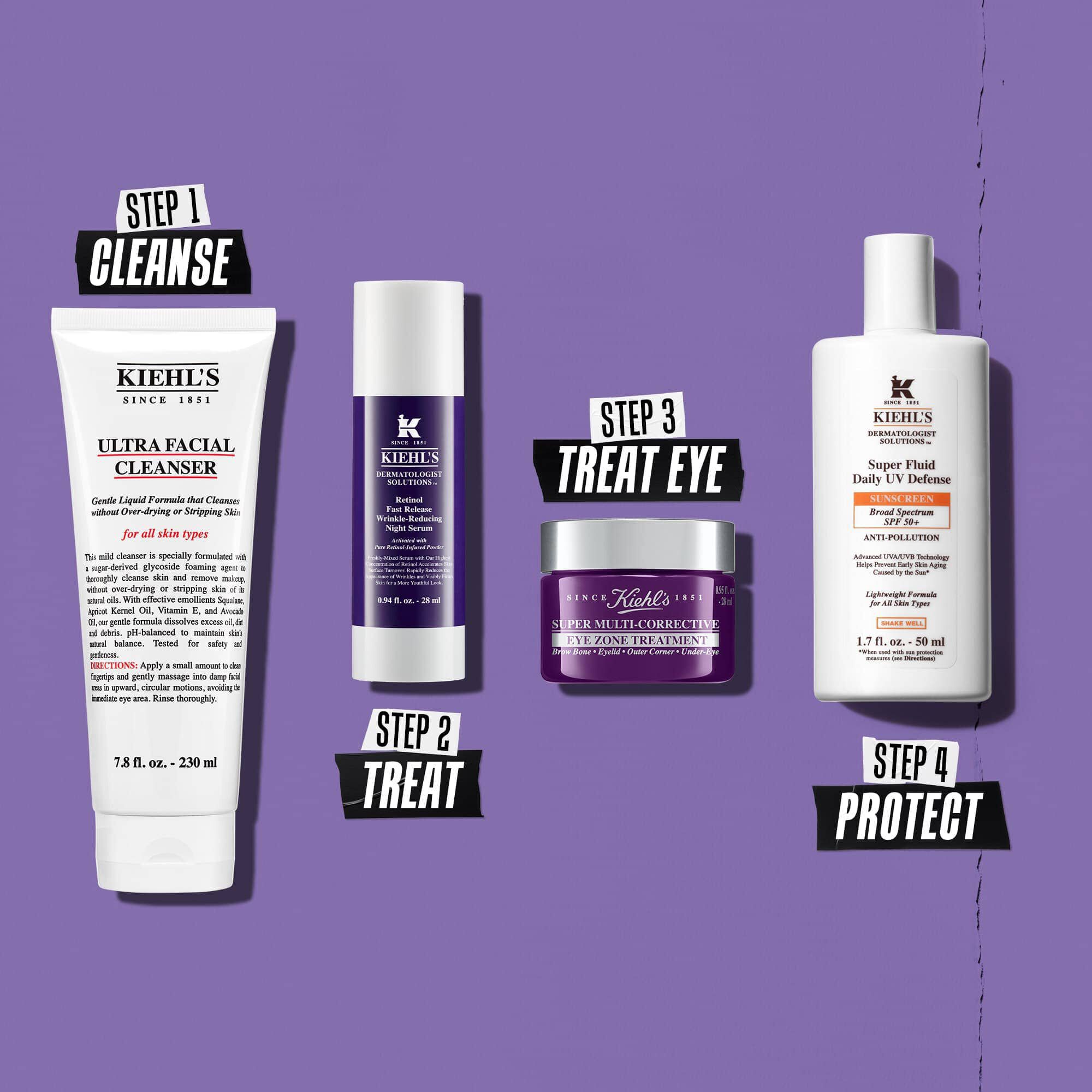 Rutina cu serul de noapte pentru reducerea ridurilor Retinol Fast Release - Curățare, Tratare, Tratare ochi, Protecție