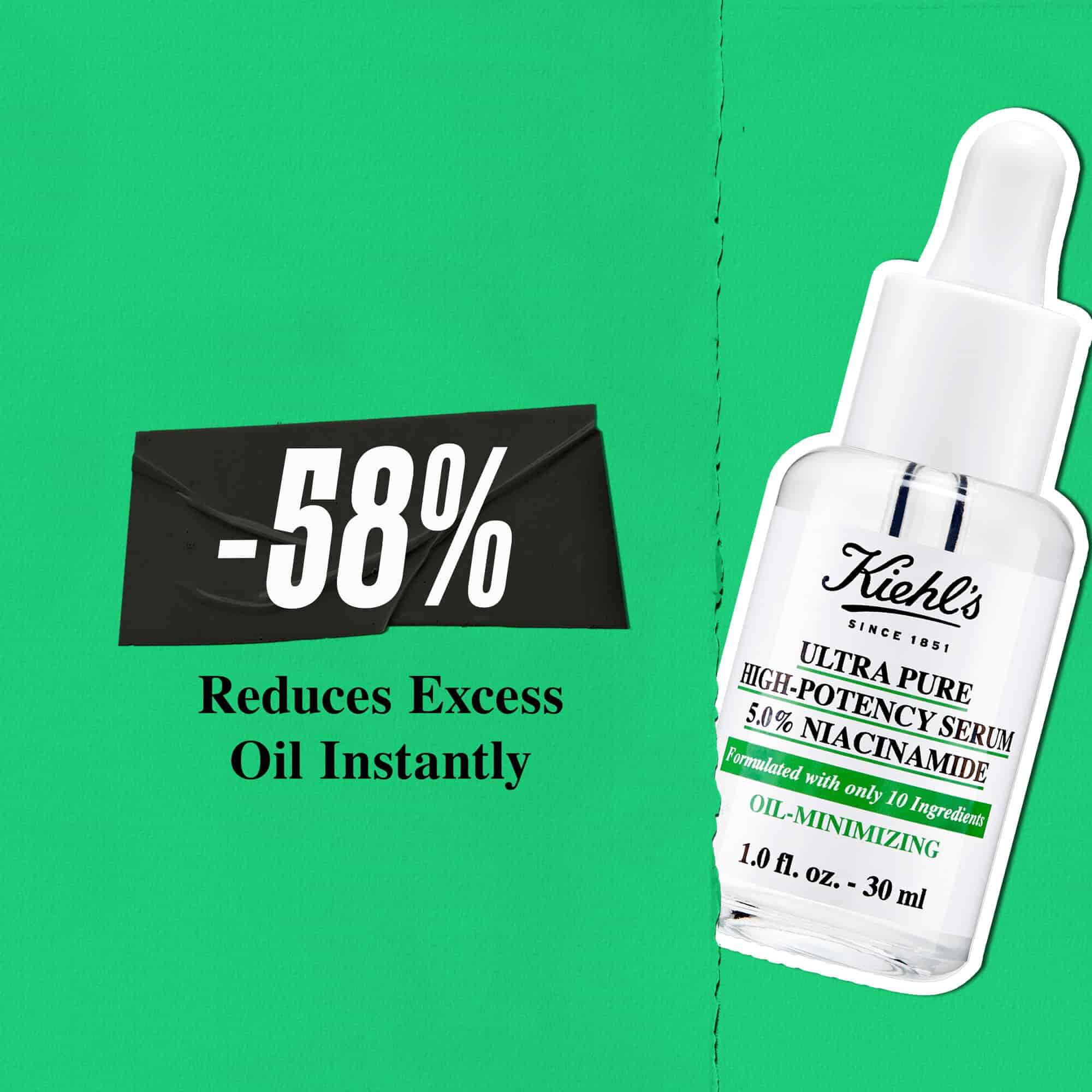 Serul Kiehl's Ultra Pure High-Potency reduce instantaneu excesul de sebum cu 58%
