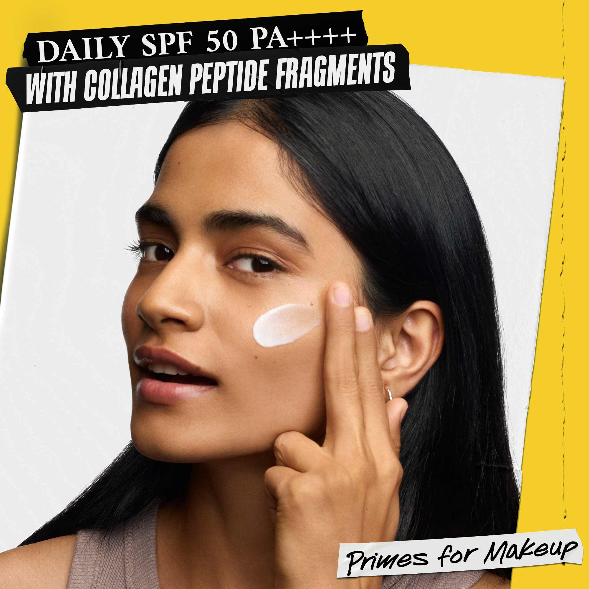 Better Screen UV Serum pe piele cu spf și peptide de colagen