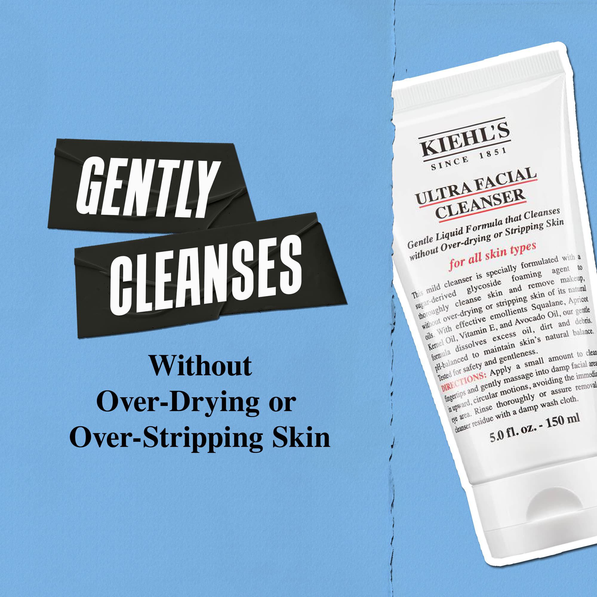 Kiehl's Ultra Facial Cleanser curăță delicat fără a usca excesiv sau a agresa pielea