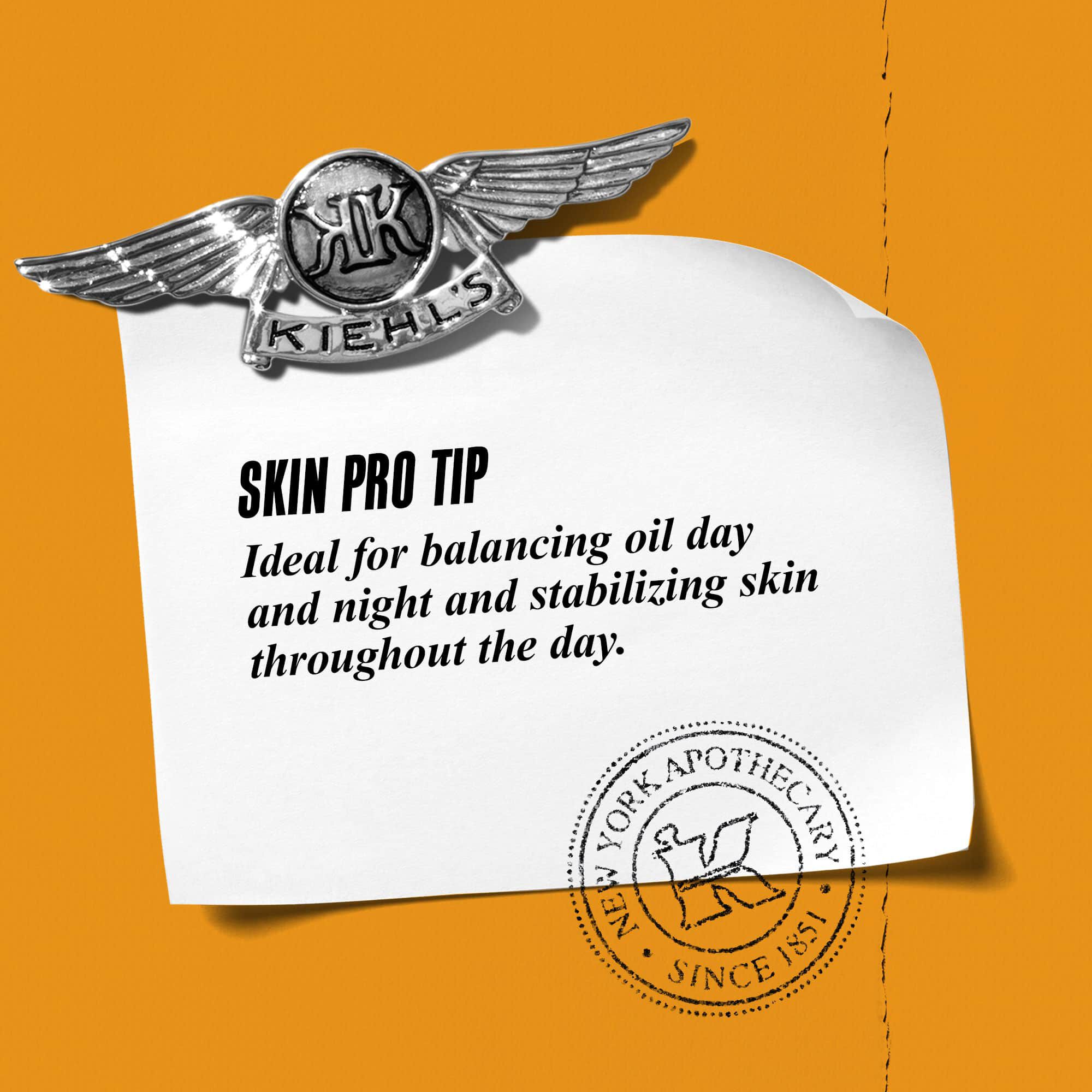 O grafică cu textul: „Sfat de la experți: Ideal pentru echilibrarea sebumului toată ziua și calmarea pielii pe parcursul zilei”, alături de o sticlă de toner Calendula Herbal-Extract.