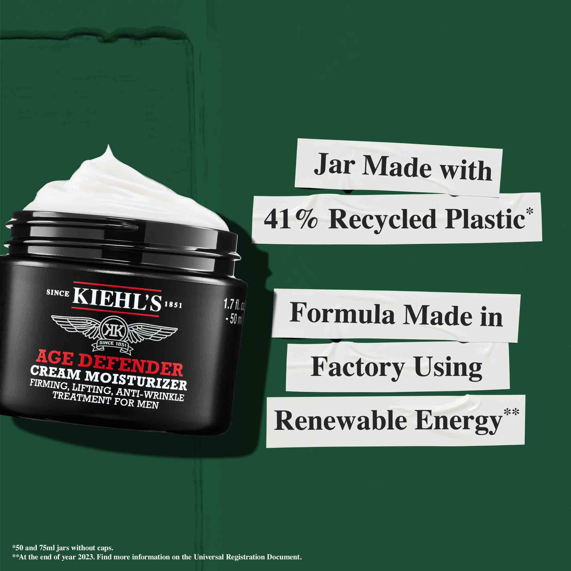 Borcan Age Defender fabricat din plastic reciclat in proporție de 41%; formulă produsă intr-o fabrică ce utilizează energie regenerabilă.