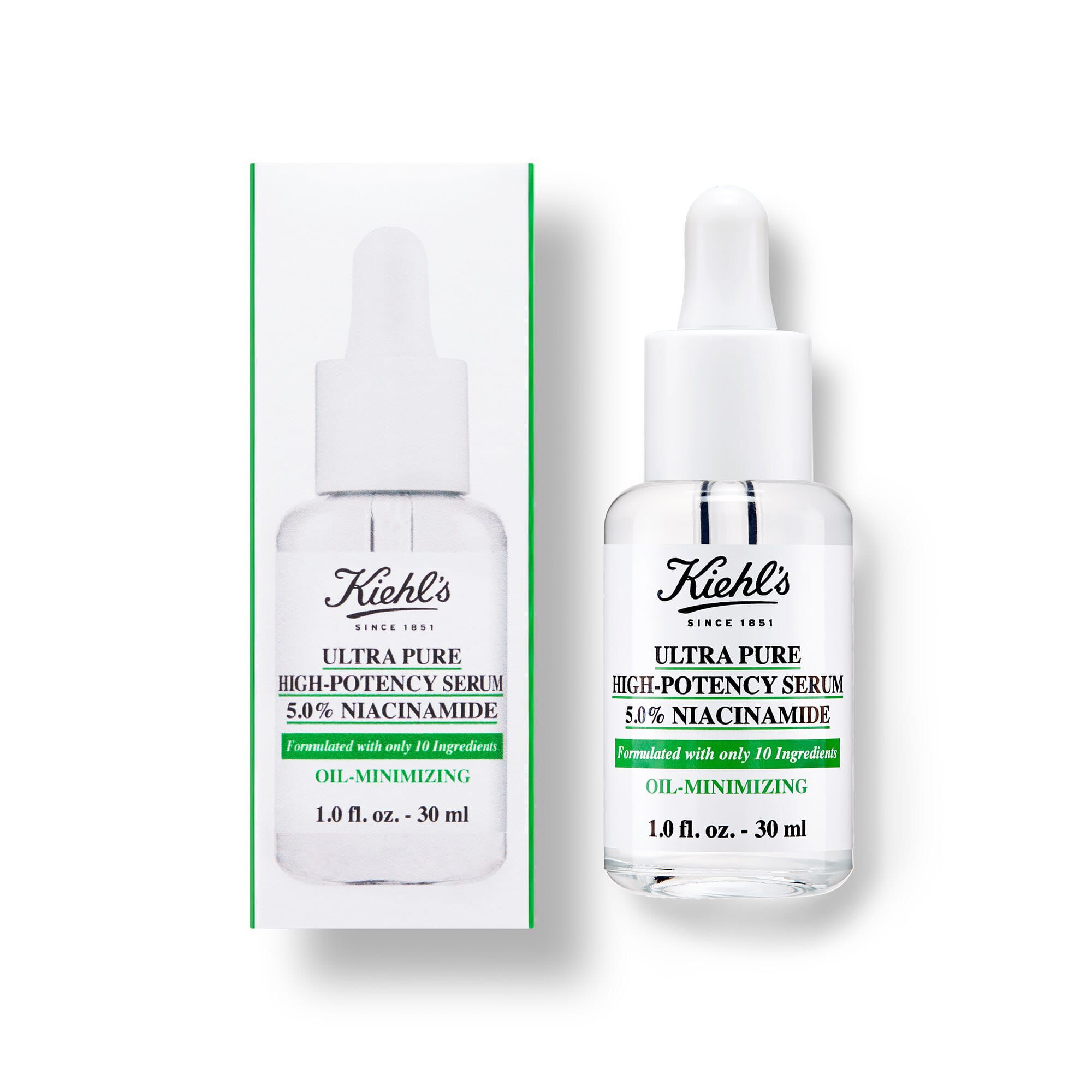 Flaconul și cutia serului Kiehl's Ultra Pure High-Potency 5,0% Niacinamide
