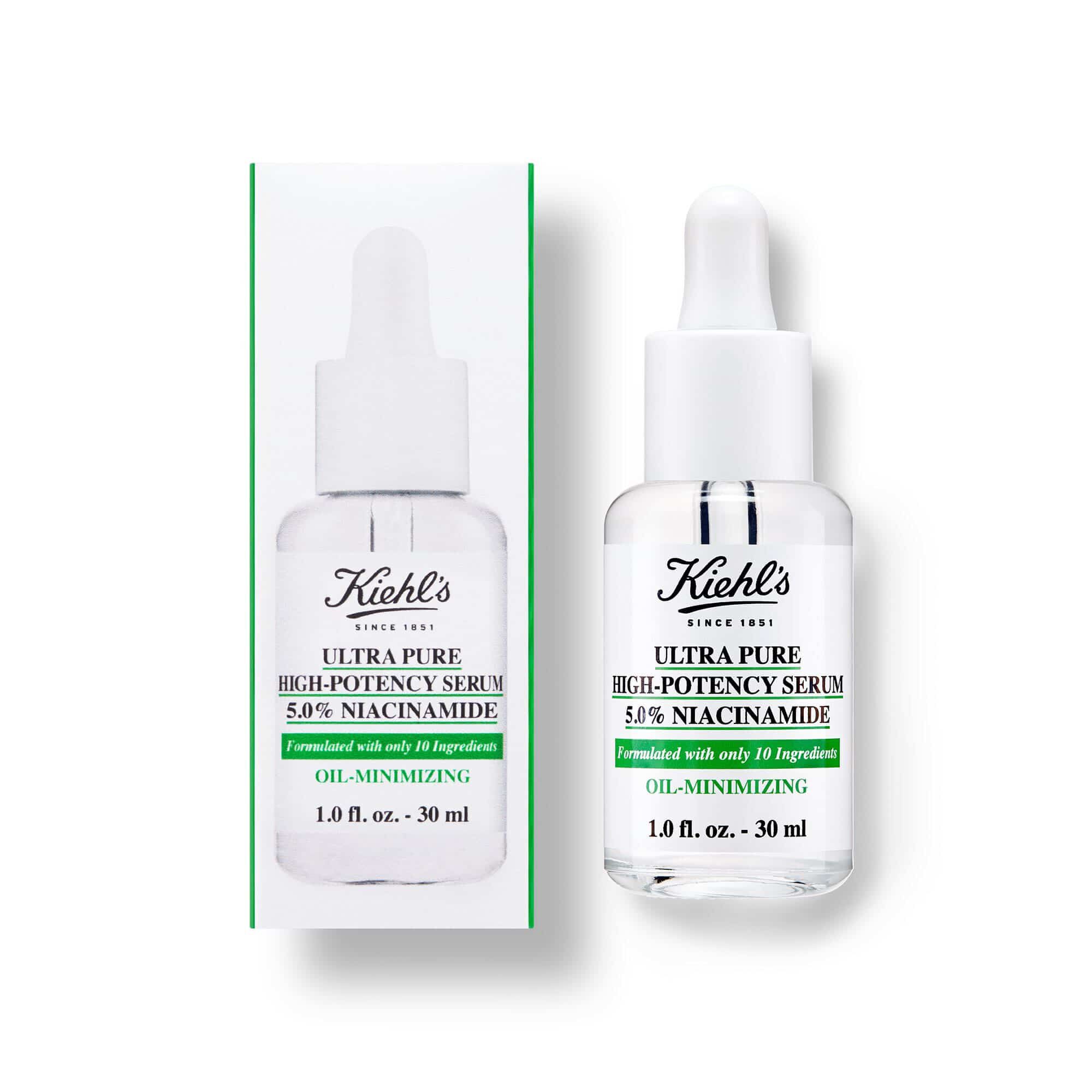 Flaconul și cutia serului Kiehl's Ultra Pure High-Potency 5,0% Niacinamide