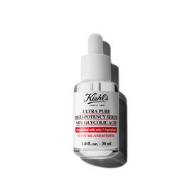 O sticlă de 30 ml de Kiehl's Ultra Pure 9.8% Glycolic Acid Serum pe un fundal alb.