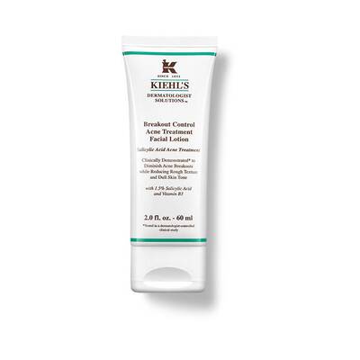 Tratament facial pentru acnee Kiehl's, cu acid salicilic 1,5% și vitamina B, 60 ml, ambalaj alb și verde.