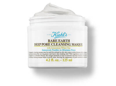 Kiehl's Rare Earth Deep Pore Cleansing Masque in a 4.2 oz jar, designed to purify and minimize pores with white clay.