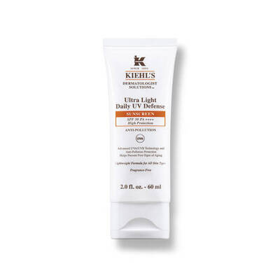 Crema solară Kiehl's Ultra Light Daily UV Defense, 60 ml, cu protecție SPF 50+ și formulă anti-poluare.