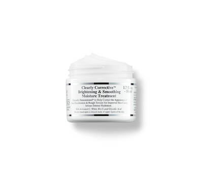 Tratament hidratant pentru față 'Clearly Corrective' in ambalaj alb, destinat iluminării și netezirii pielii.