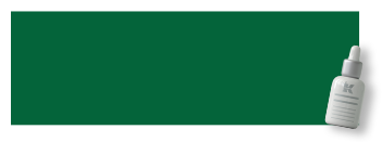 Alt text: Logo verde cu text alb și o sticlă de soluție.